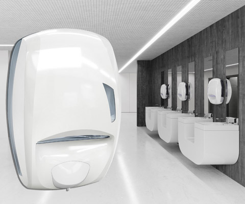 DUO dispenzer za tečni sapun i papirne ubruse — Bela
