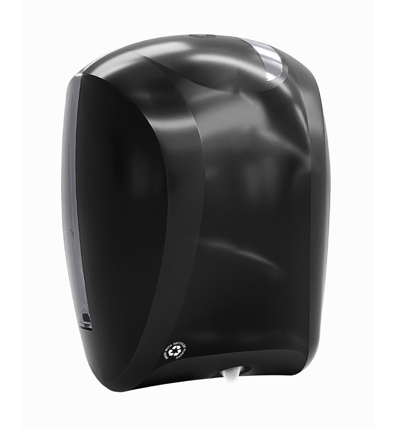 Central pull-out toilet paper dispenser with recycled casing