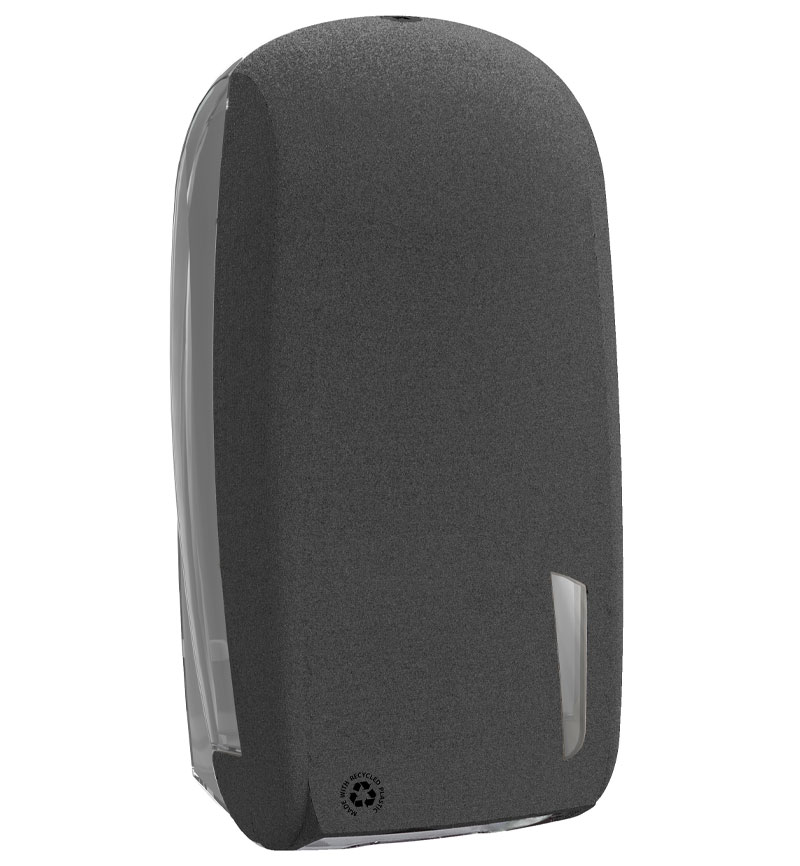 Toilet paper roll dispenser with recycled housing