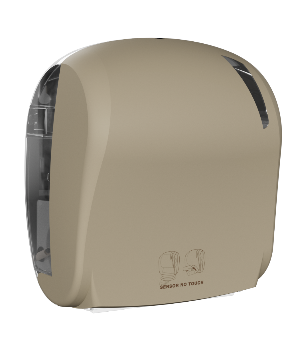 Electronic sensor paper towel dispenser – Sand colour and texture