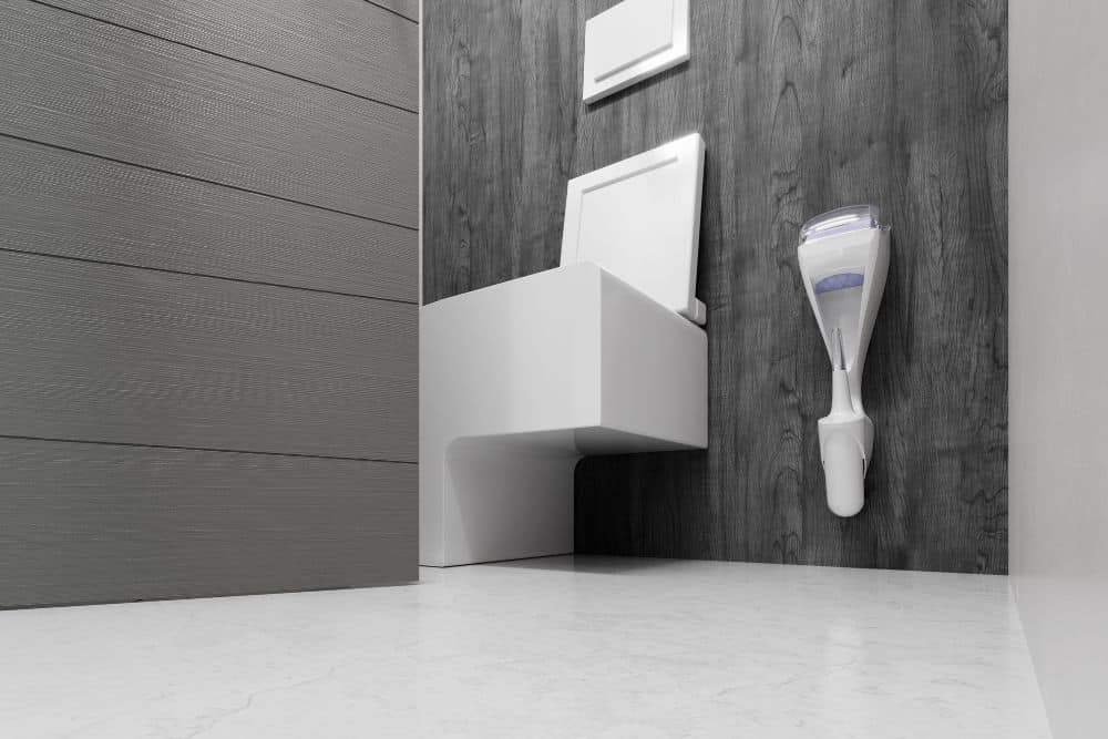 Toilet paper holder and toilet brush