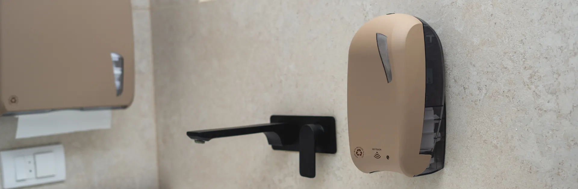 Dispensers and paper products for commercial facilities