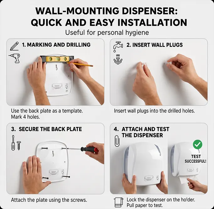 Instructions for mounting a dispenser on the wall - how to install a Luu dispenser on the wall - Luu dispensers