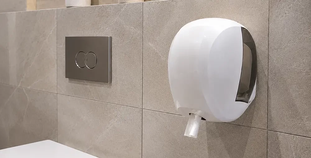 Center pull toilet paper dispenser: the model that saves the most where the most is used - Toilet paper dispenser for hospitality facilities - Luu