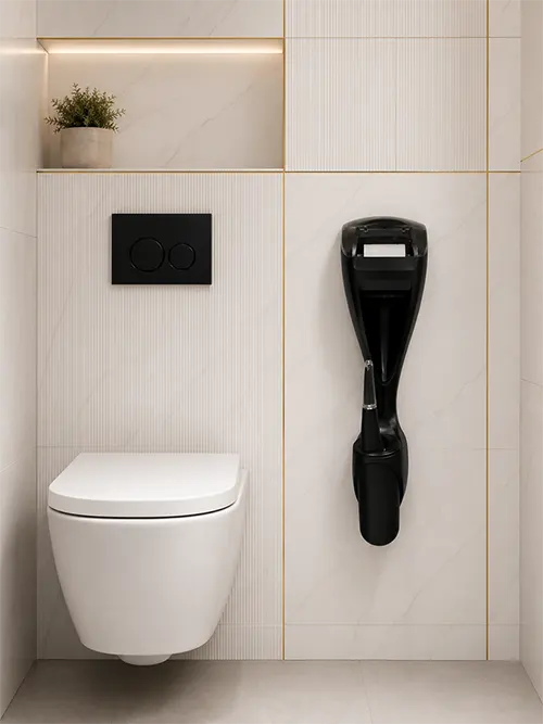 DUO toilet paper dispenser and toilet brush 2-in-1 solution that saves every inch of space - Duo toilet brush and toilet paper dispenser - Luu
