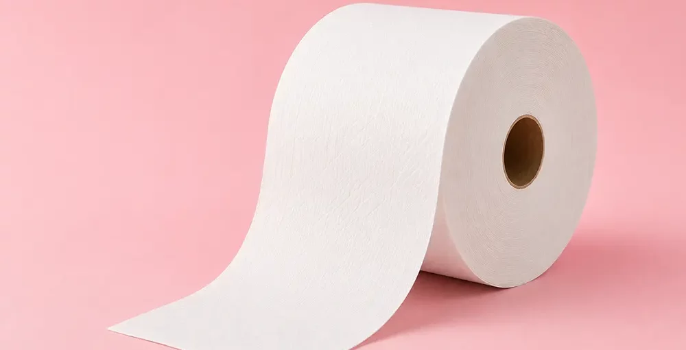 Jumbo paper towel roll on a pink background - Jumbo paper towel: Why is it the best choice for facilities with high paper consumption? - Large paper towels - Luu