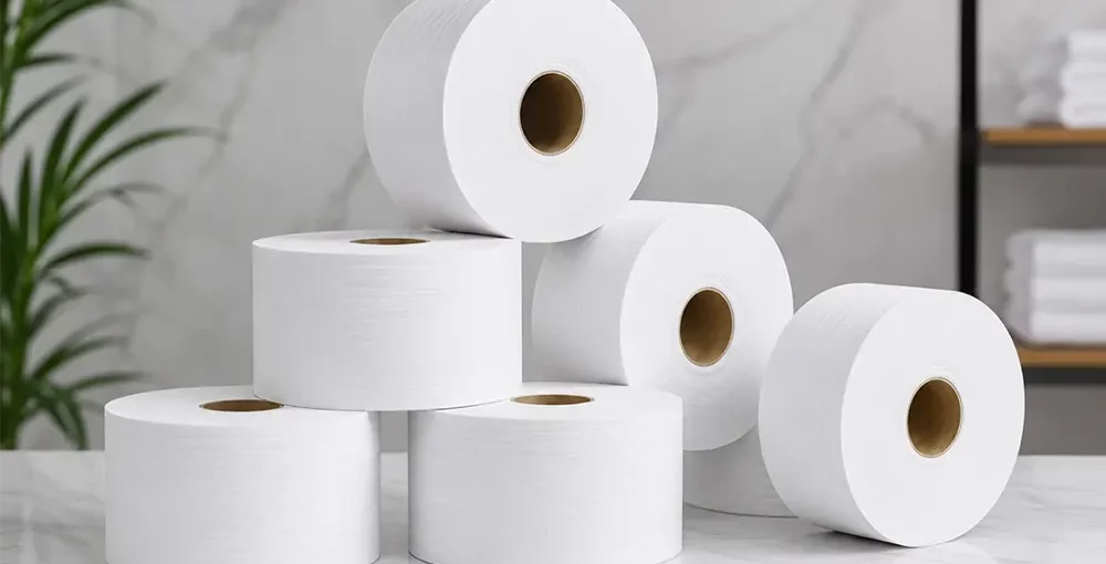 Jumbo toilet paper rolls for large facilities: Fewer roll changes and reliable hygiene throughout the day - Paper products - Luu