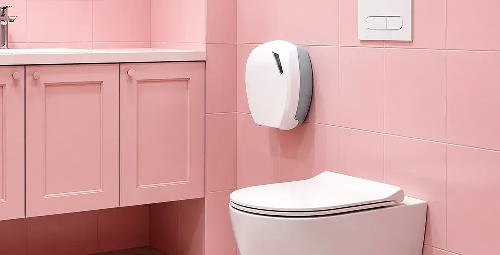 Mini jumbo toilet paper dispenser Fewer refills, more time for what really matters - Toilet paper dispenser - Luu
