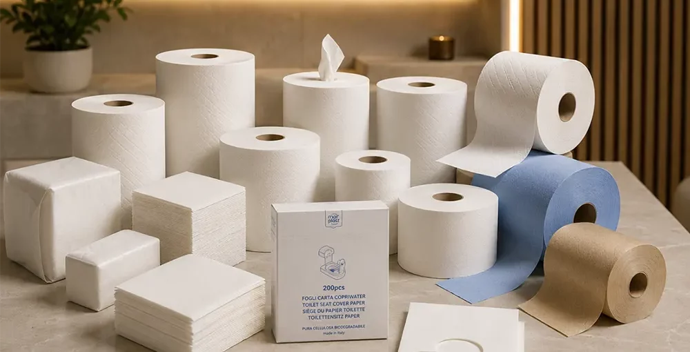Paper hygiene products for commercial facilities: How to choose the right solution for hygiene, more efficient maintenance, and a professional impression? - Paper towels, toilet paper, toilet seat covers - Luu