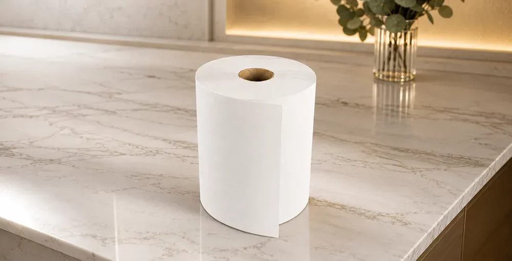 Paper roll towels: One product, countless possibilities for maintaining hygiene - Paper roll towel on a ceramic surface - Luu