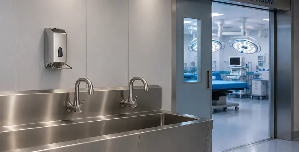 Stainless steel elbow operated soap dispenser: A reliable hygienic solution for hospitals and healthcare facilities - Soap dispenser - Luu