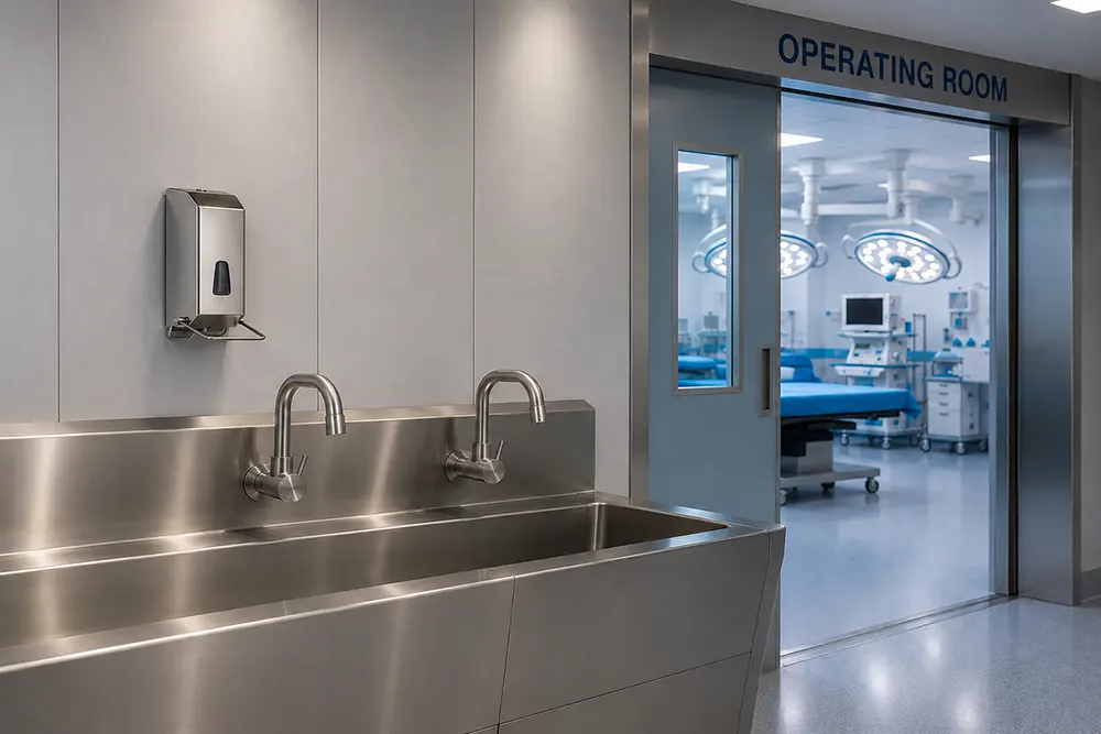 Stainless steel elbow operated soap dispenser: A reliable hygienic solution for hospitals and healthcare facilities - Soap dispenser - Luu