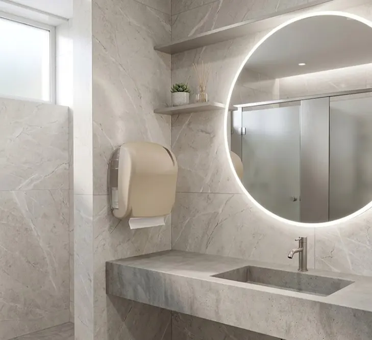 Paper towel dispenser installed in a modern restroom - How ai and iot are transforming paper hygiene management - Luu