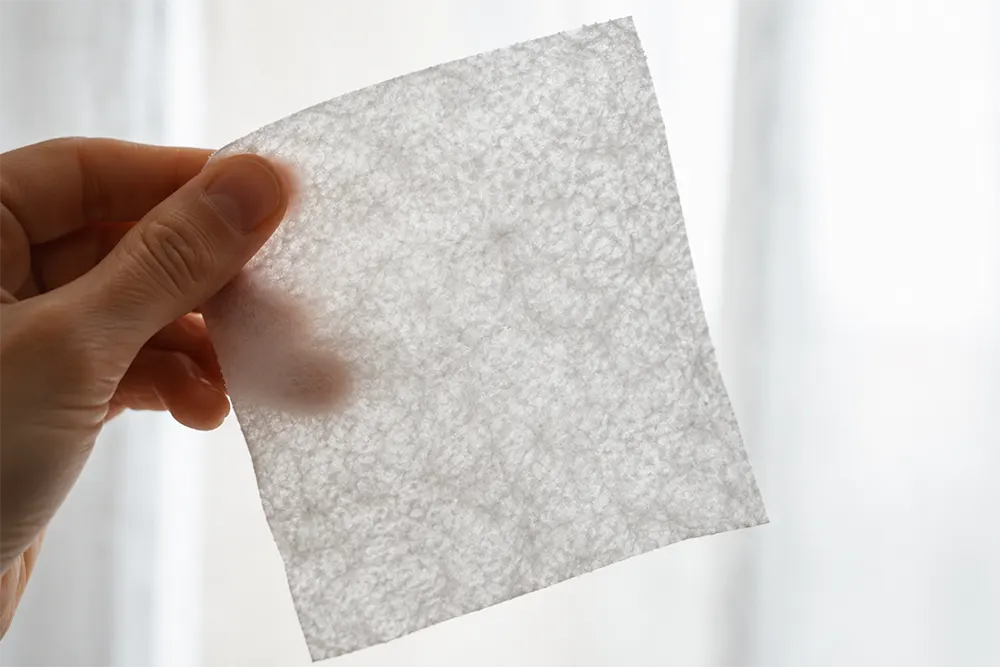 How to identify high-quality toilet paper? - A hand separates the layers of white toilet paper to show its thickness and embossed texture. - Luu