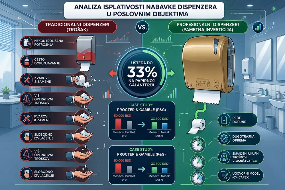 Koja je analiza isplativosti nabavke dispenzera u poslovnim objektima?
