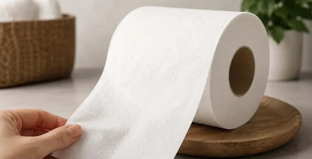 Mekani beli toalet papir na drvenom postolju - Mekoća toalet papira - Luu