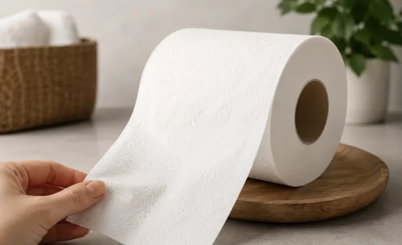 Mekani beli toalet papir na drvenom postolju - Mekoća toalet papira - Luu