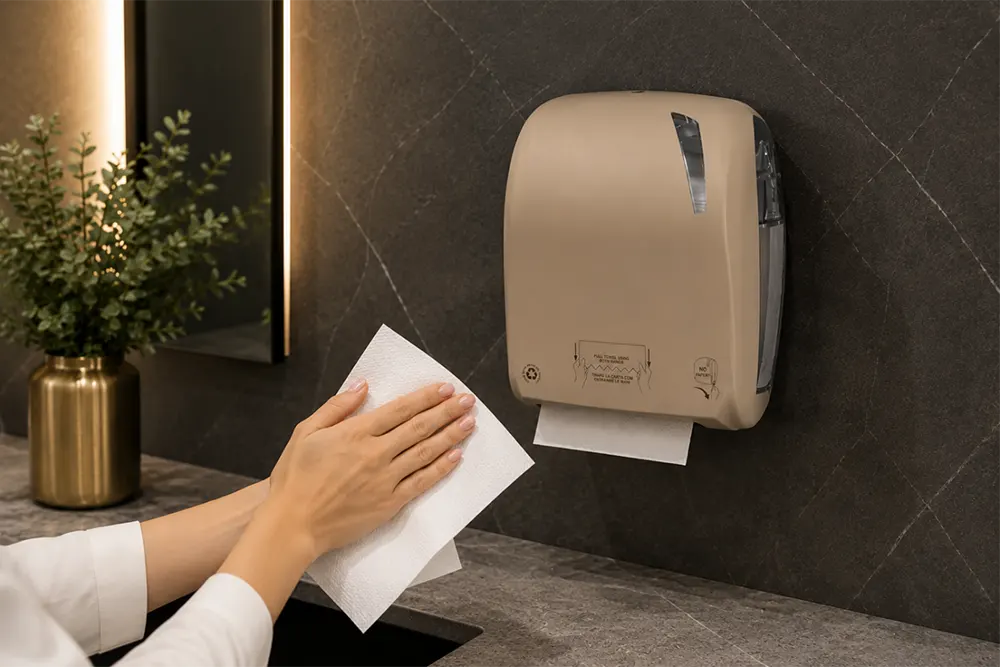 Autocut dispenzer za ubrus i ruke koje koriste ubrus - Najčešće greške pri nabavci papirne galanterije Rasipanje ili nedostatak planiranja - Luu